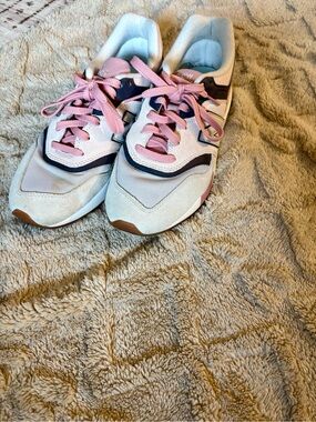 New Balance White and Pink Women’s Athletic Sneakers